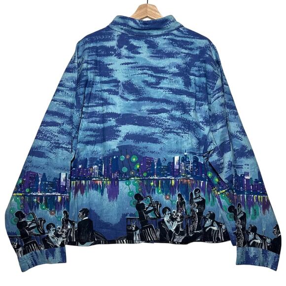 Vintage Take Two Clothing Musical Themed Shacket Jacket Shirt Denim Cotton Sz 3X - Picture 6 of 11